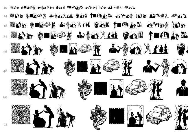 Random Dingbats font waterfall